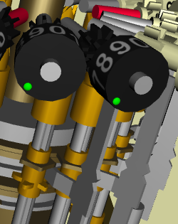 the little green dots show the position of the carry lever actuating pin